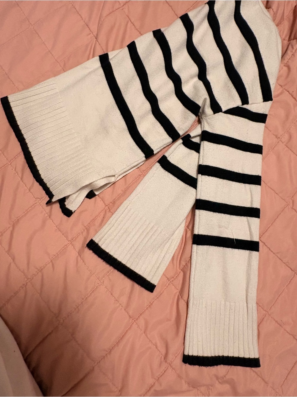 Ellen Tracy Black and White Striped Knit Top